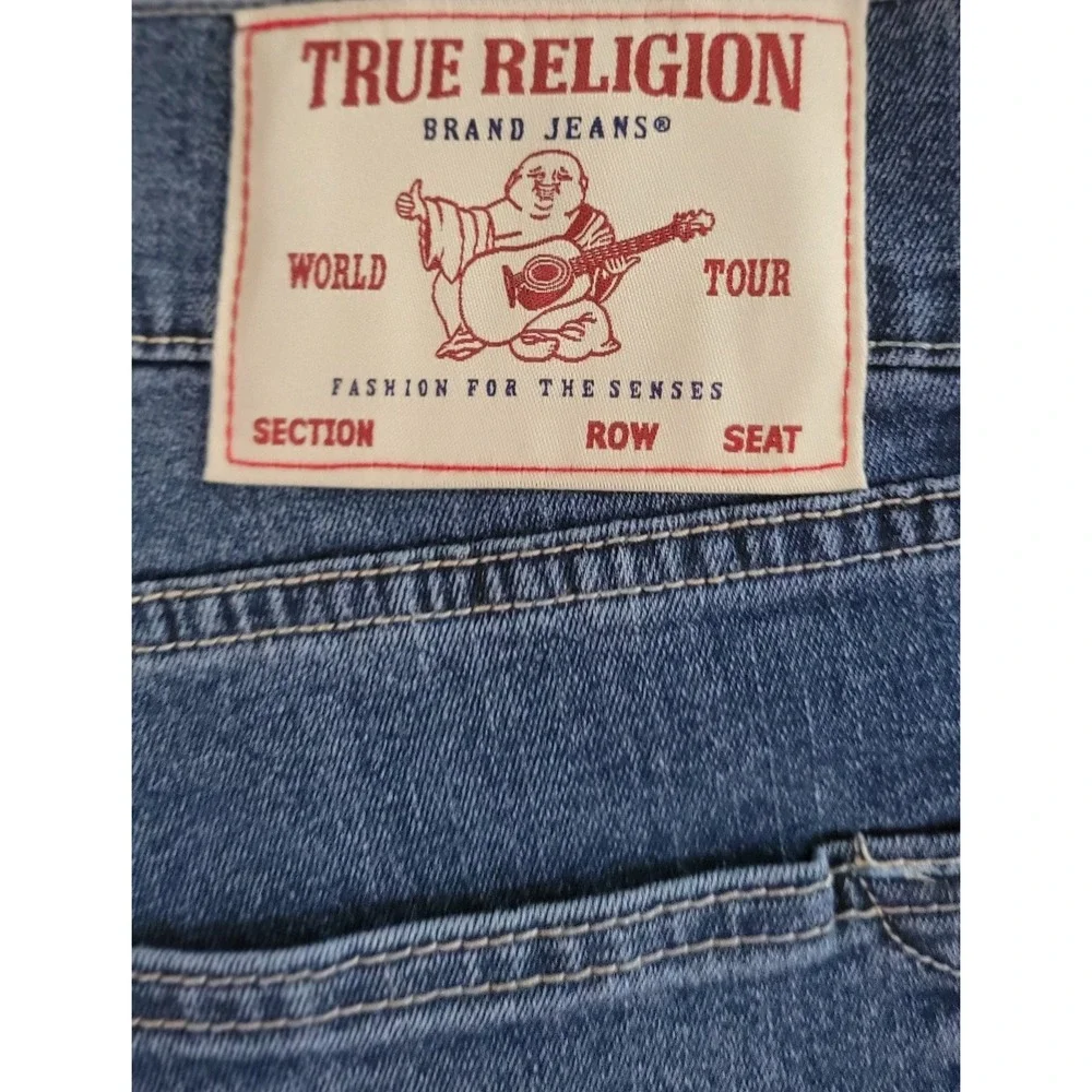 TRUE RELIGION Men's Blue Medium Wash Denim Shorts Relaxed Baggy Size W34 NWT